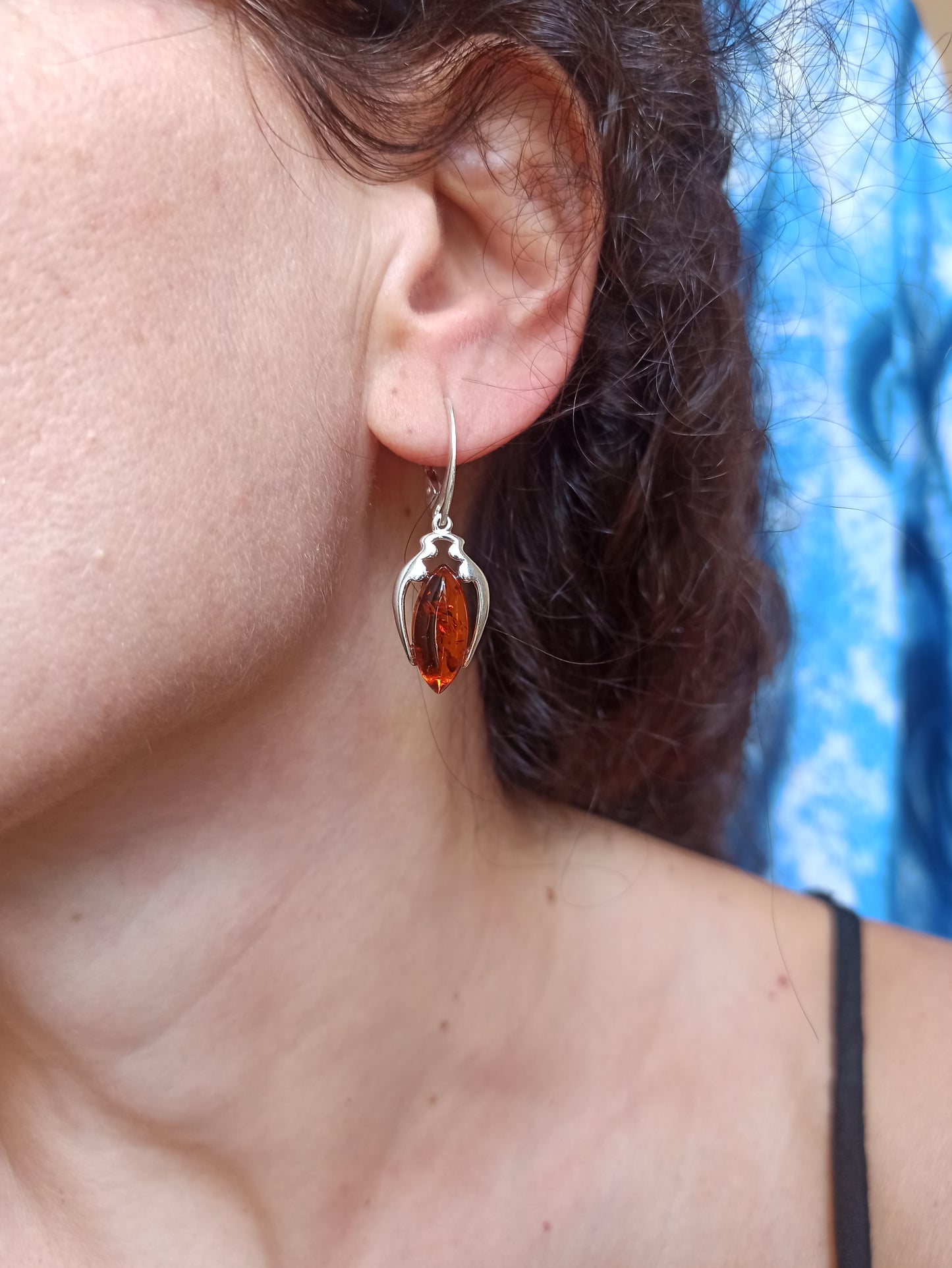 Silver 925 amber earrings A4