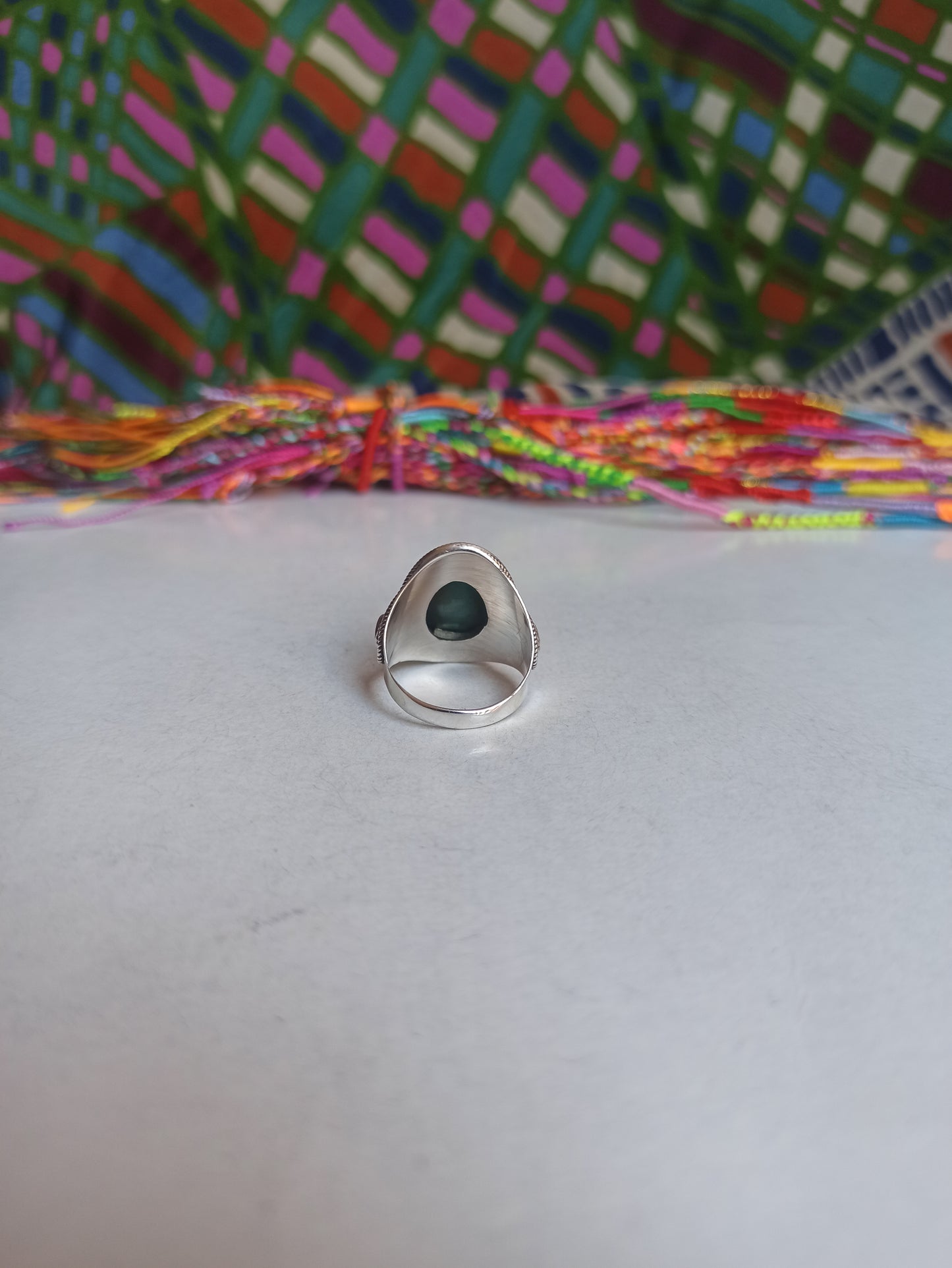 K8 emerald root 925 silver ring