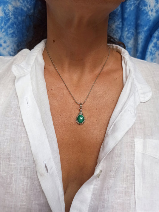 Ciondolo argento 925 malachite F46