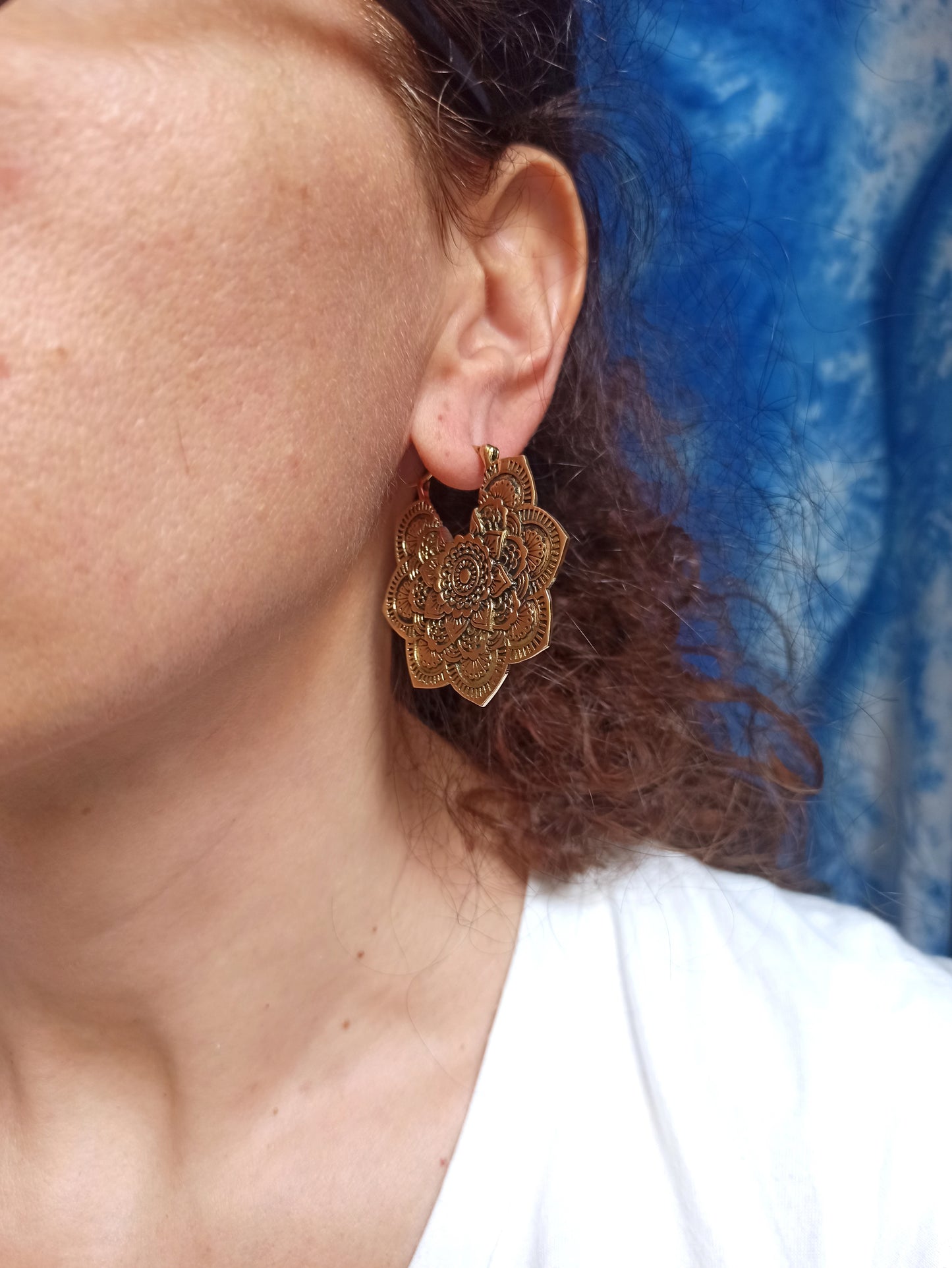 Orecchini boho dorato mandala