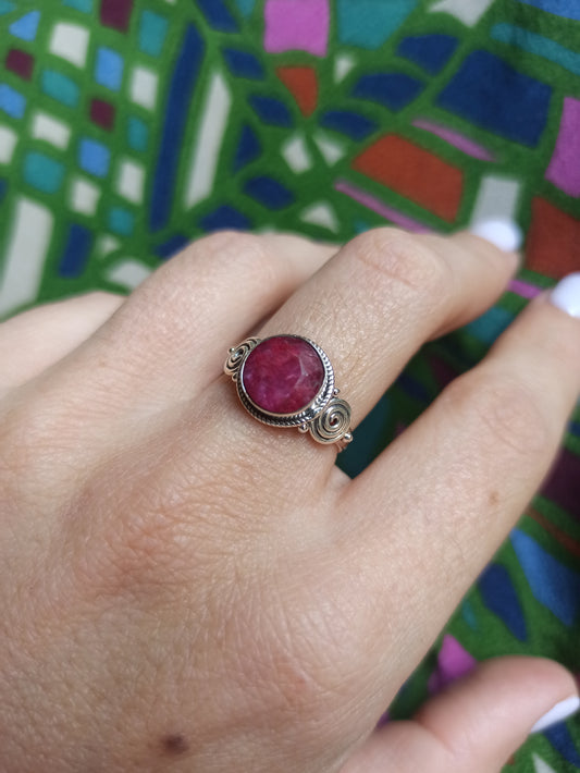 925 silver ring with ruby ​​root k53