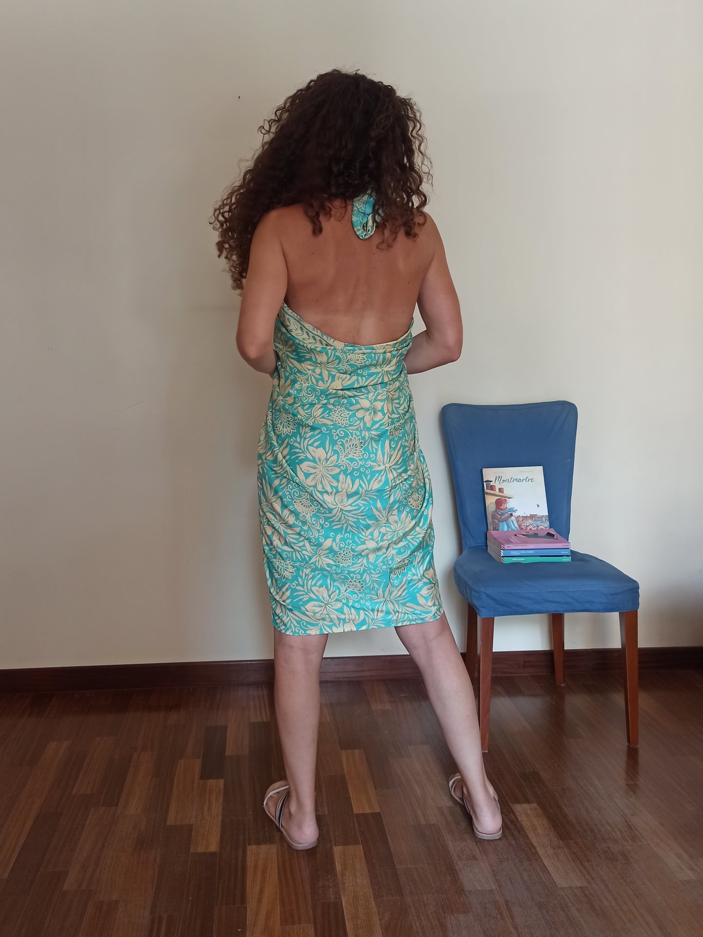 Aqua and butter green pareo A104