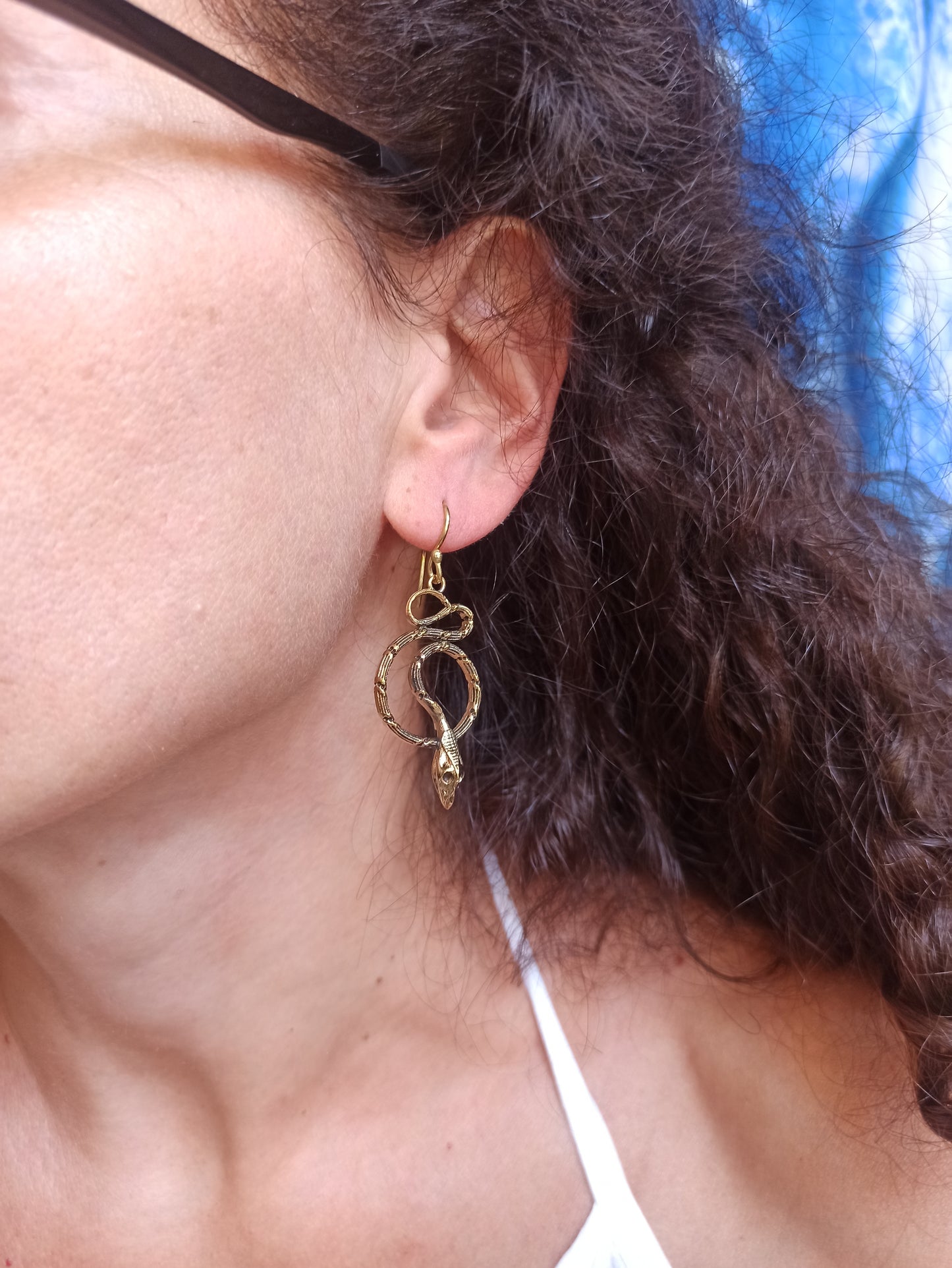 Golden snake boho earrings