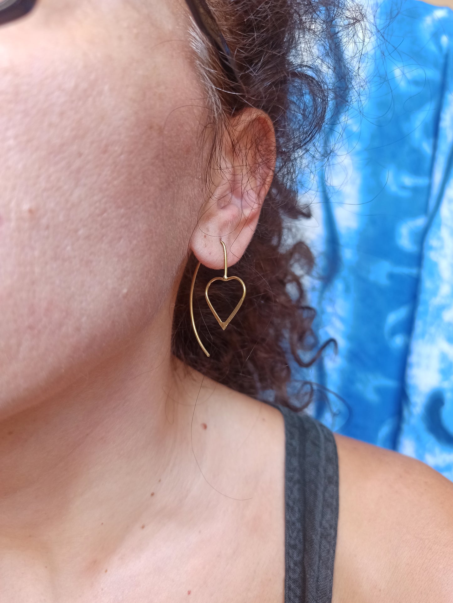 Golden heart dangle boho earrings