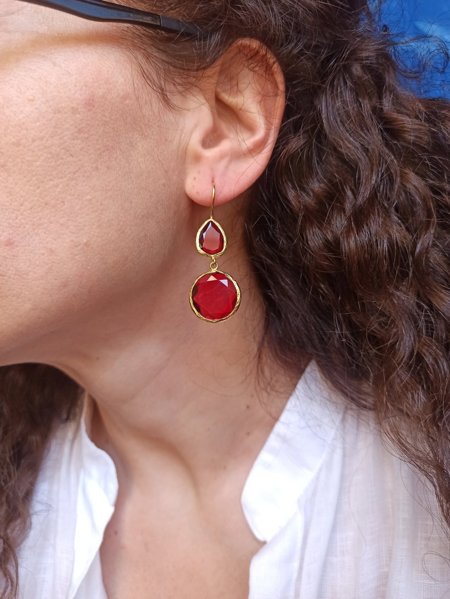 2 red stone earrings