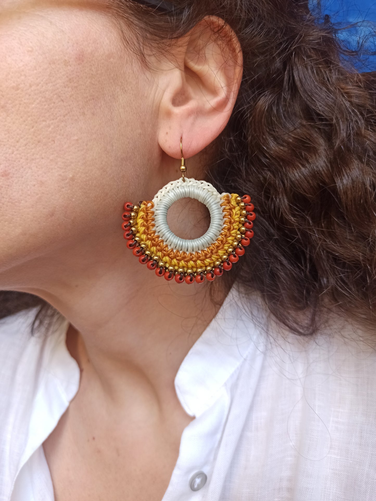 Golden macramé earrings