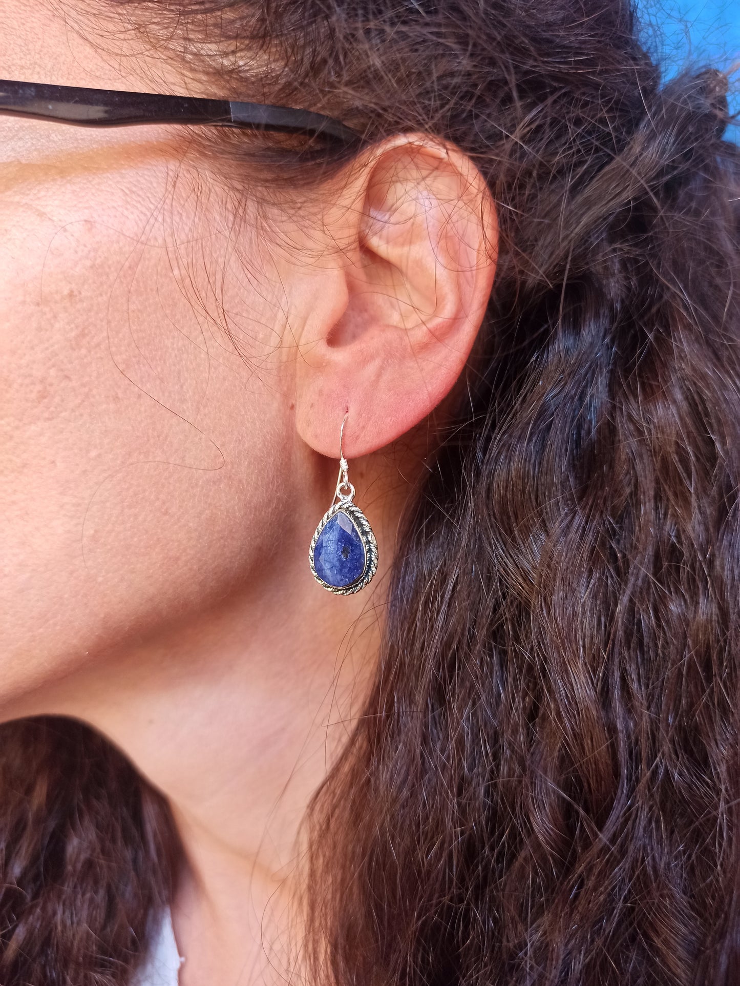 925 silver earrings with sapphire root R61