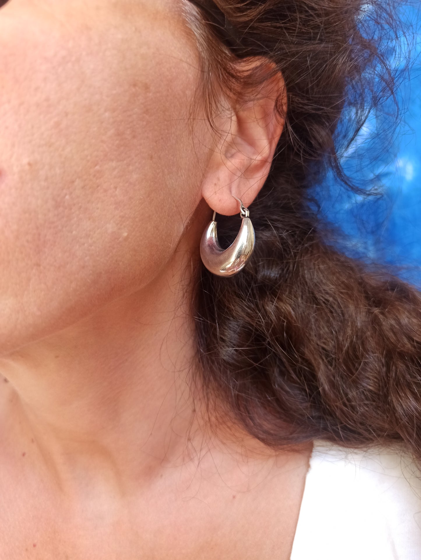 Medium Domed Silver Boho Earrings