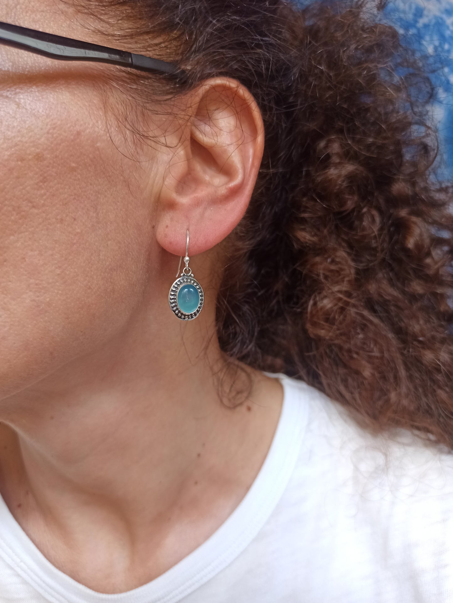 925 Silber Chalcedon Ohrringe R12