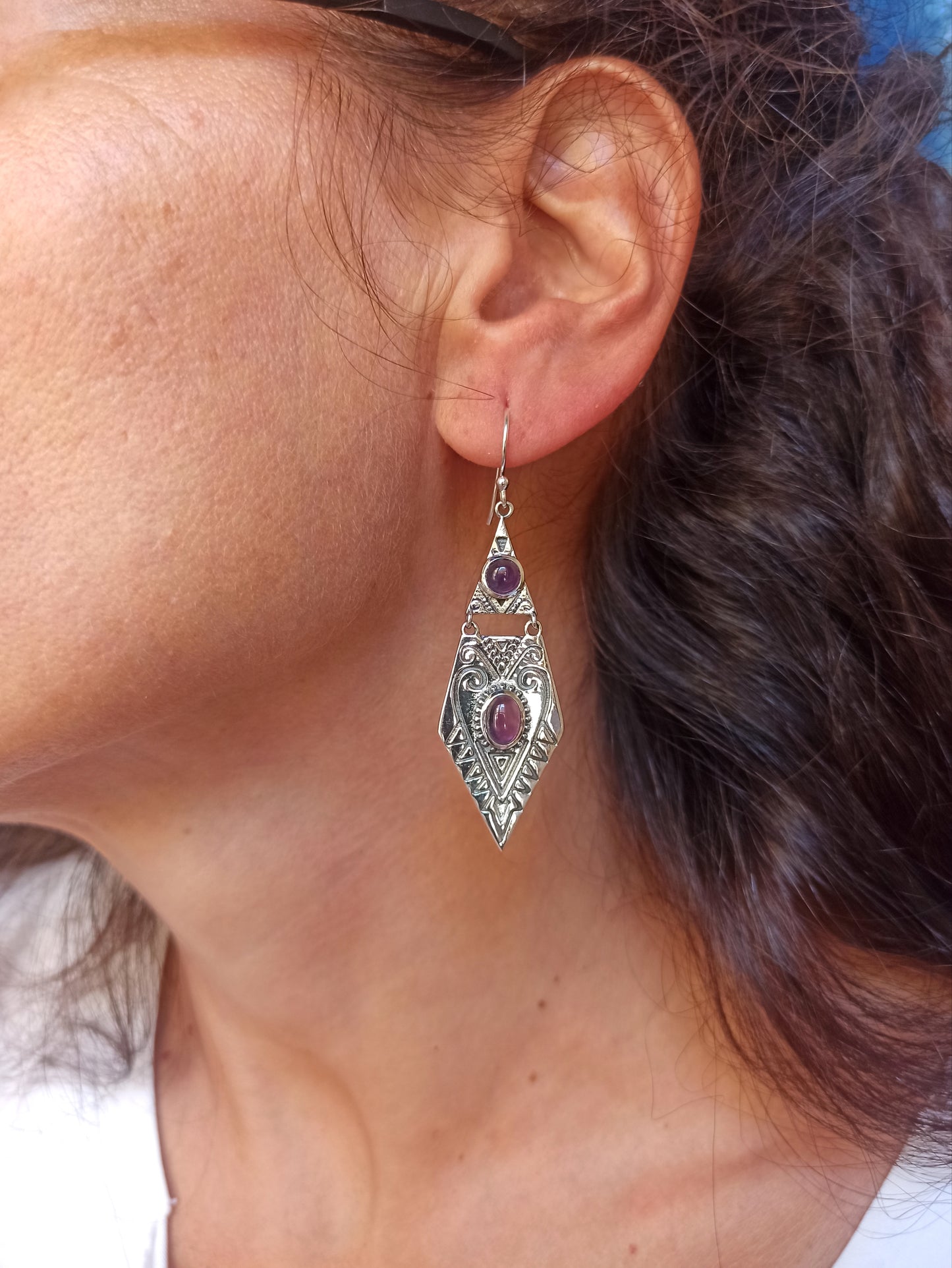 925 silver amethyst earrings R63