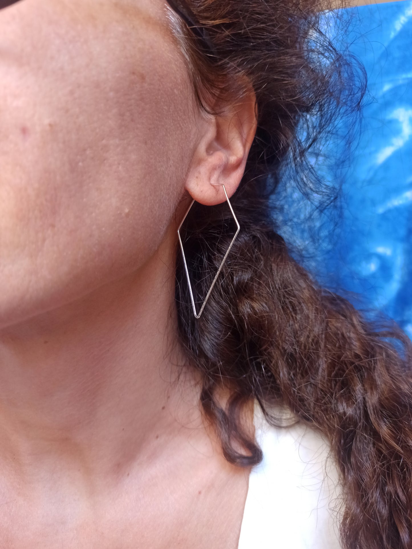 Boho Silver Hoop Pentagon Earrings