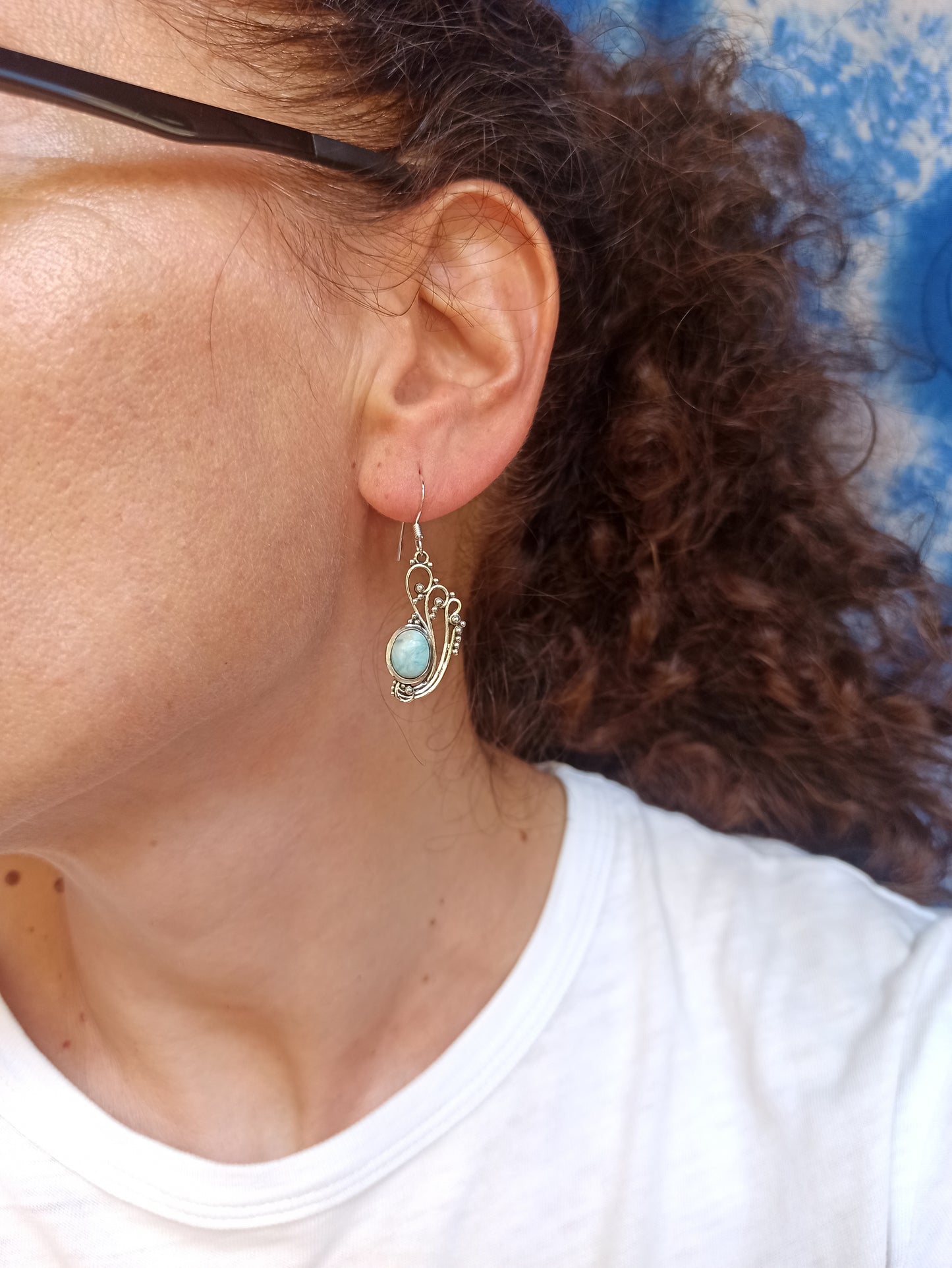 925 silver larimar earrings R27