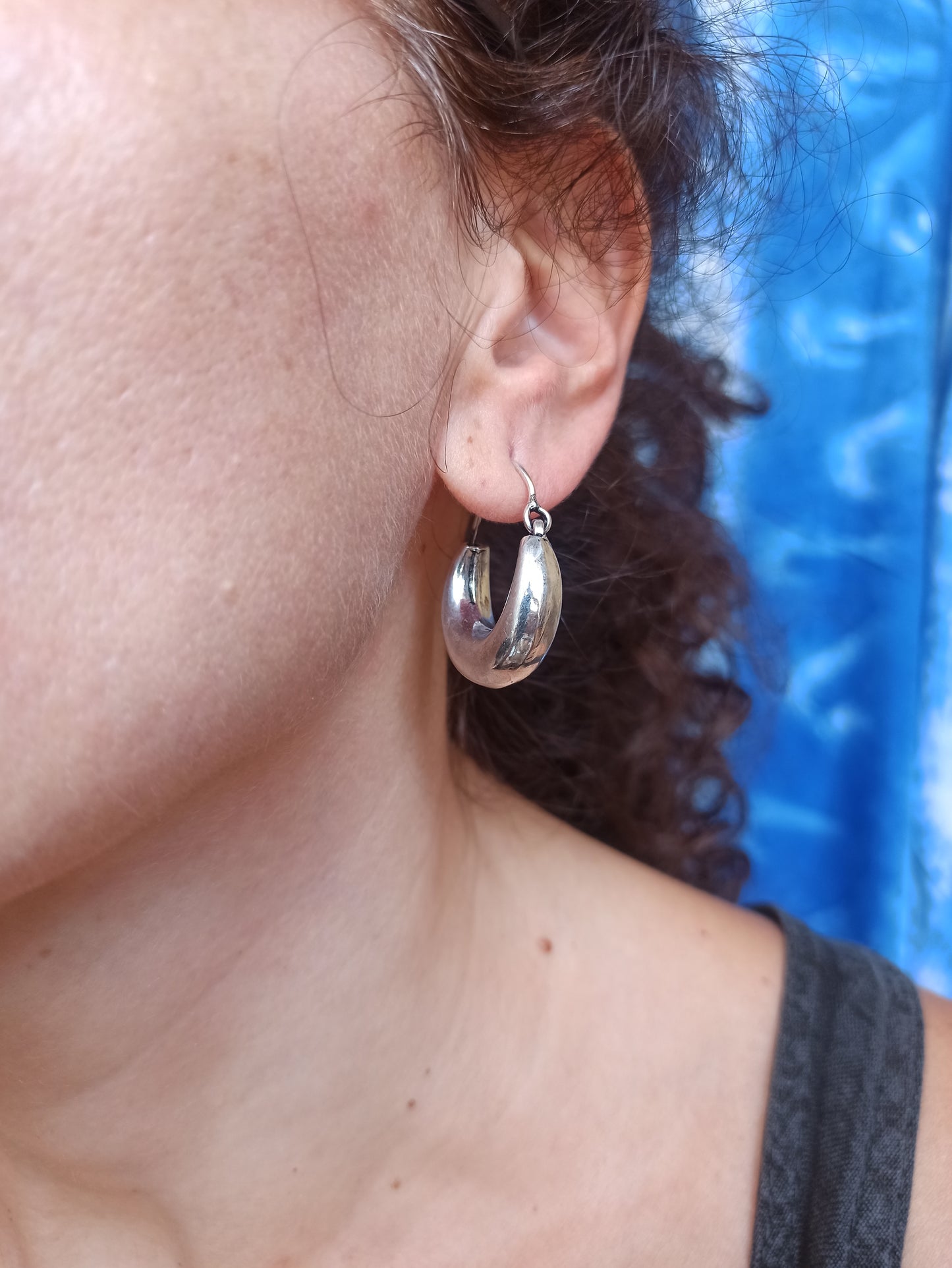 Boho earrings with small rounded silver circles