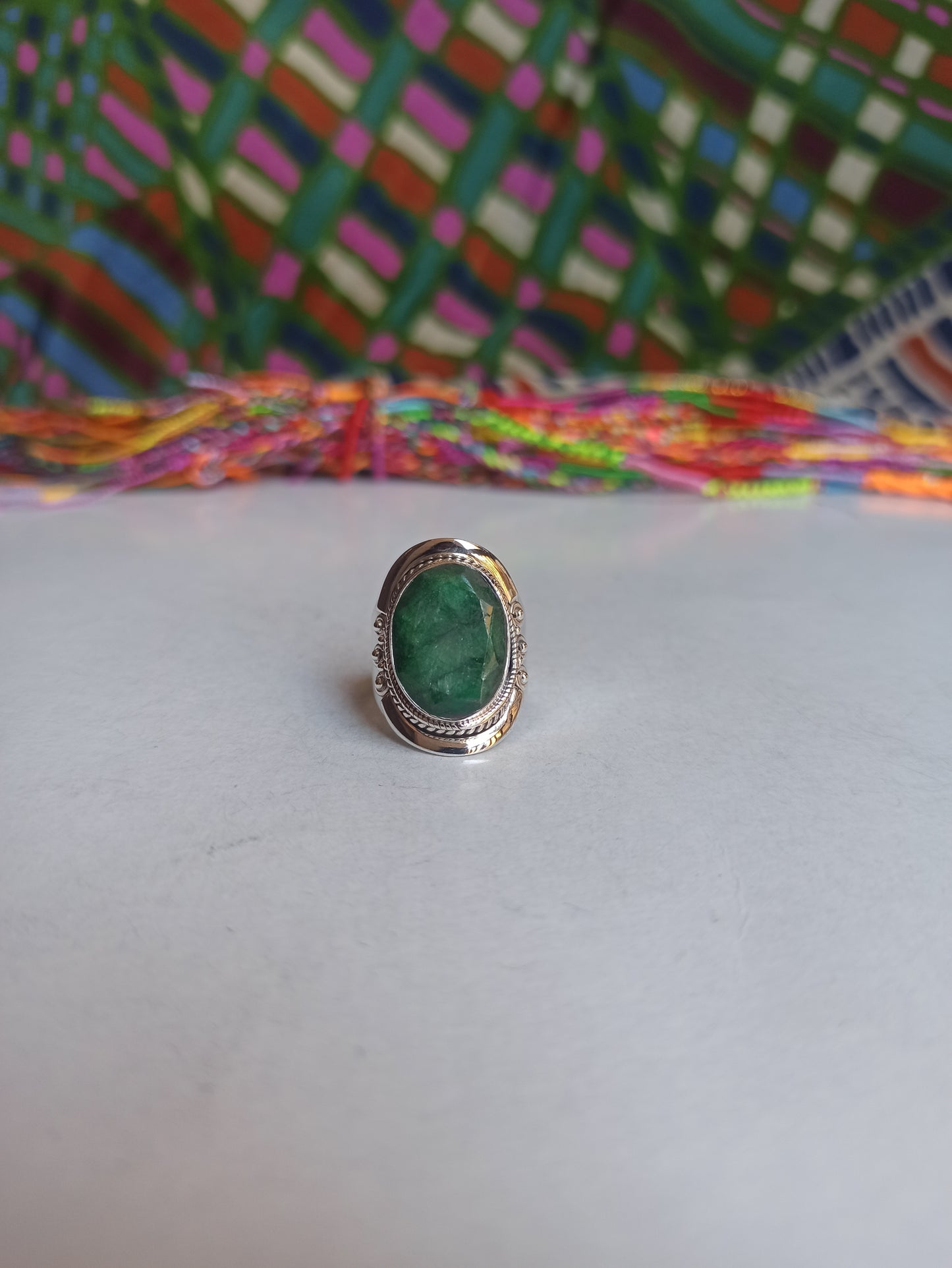 925 silver ring with K9 emerald root