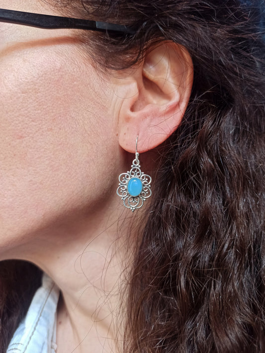 Orecchini argento925 calcedonio O37