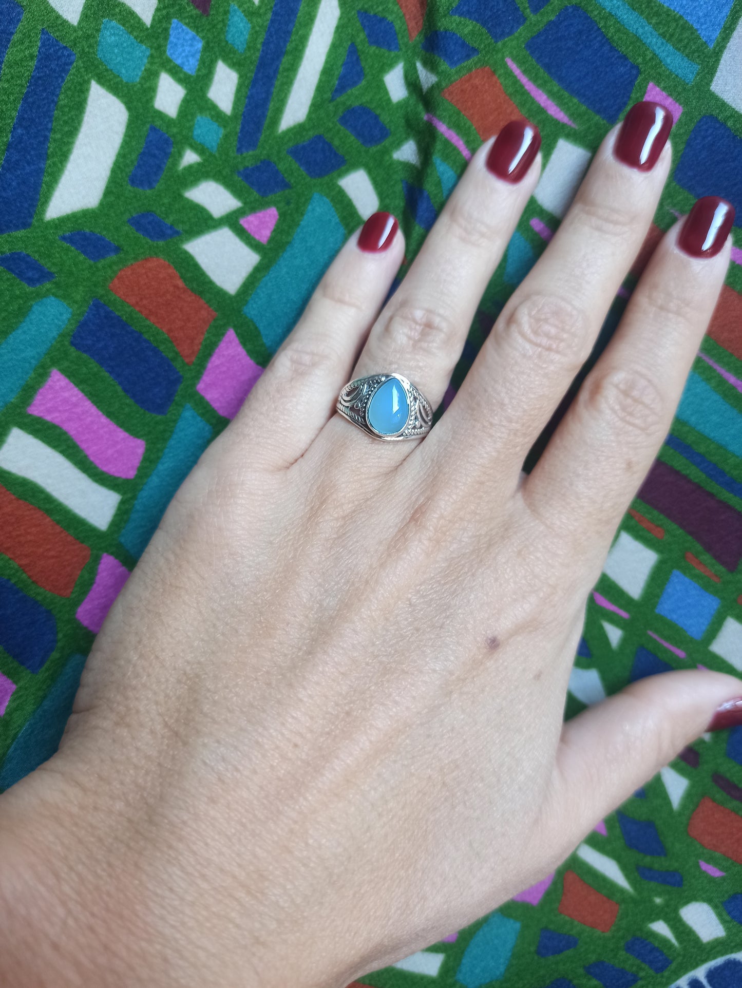 K1 chalcedony 925 silver ring