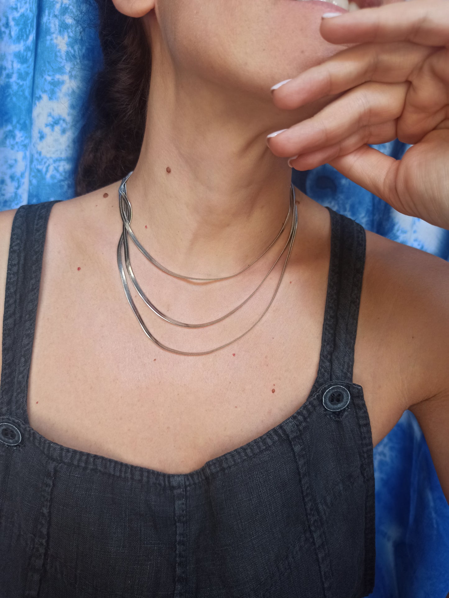 Multi-strand steel snake choker necklace