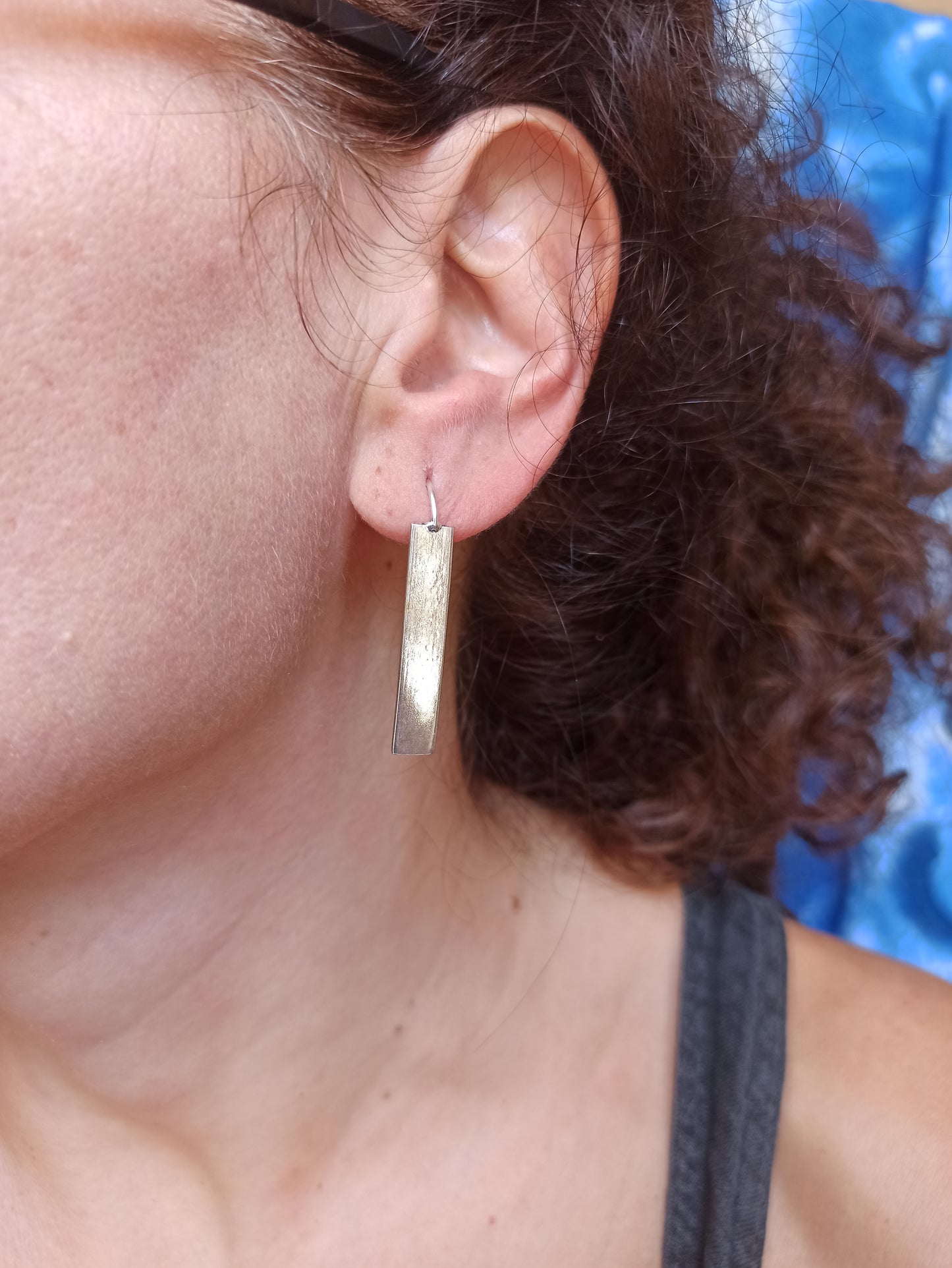 Silver Boho Dangle Bar Earrings