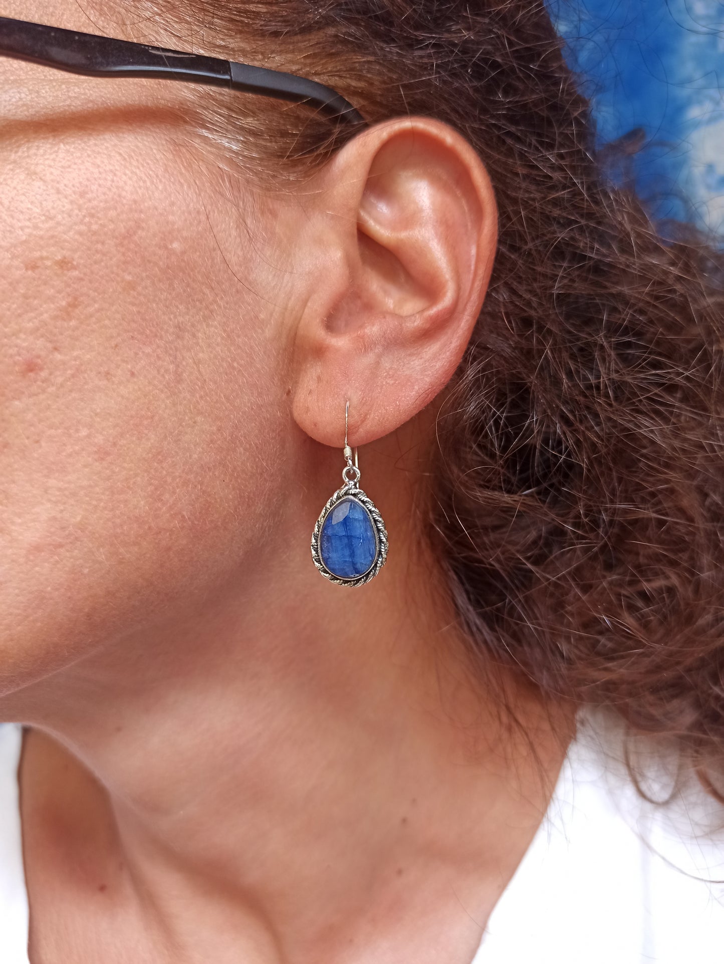 925 silver earrings with sapphire root R42