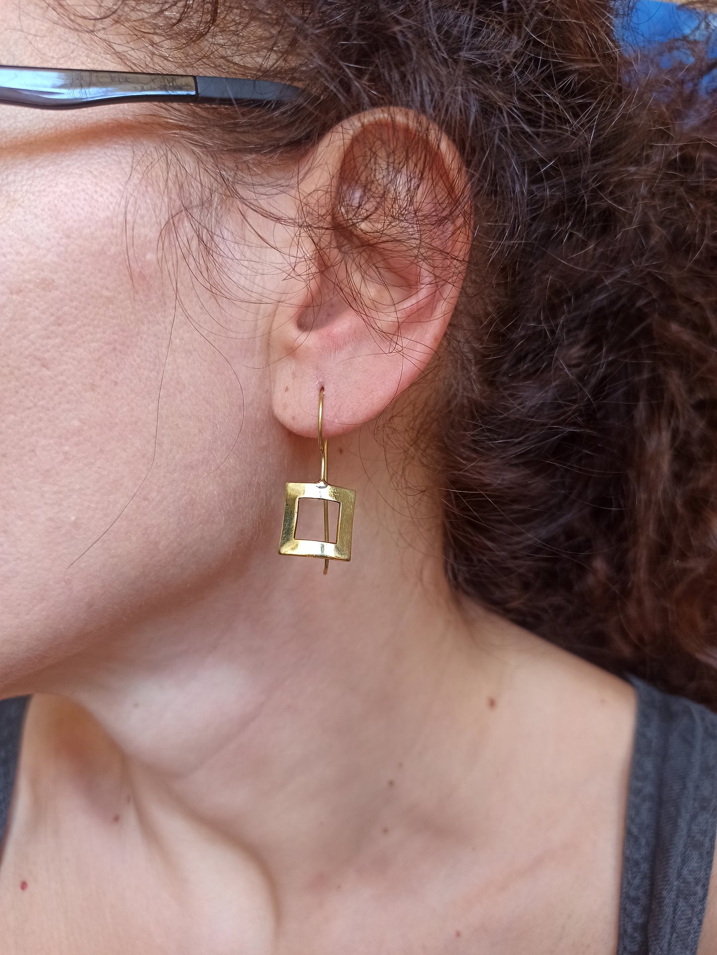 Golden Boho Square Drop Earrings