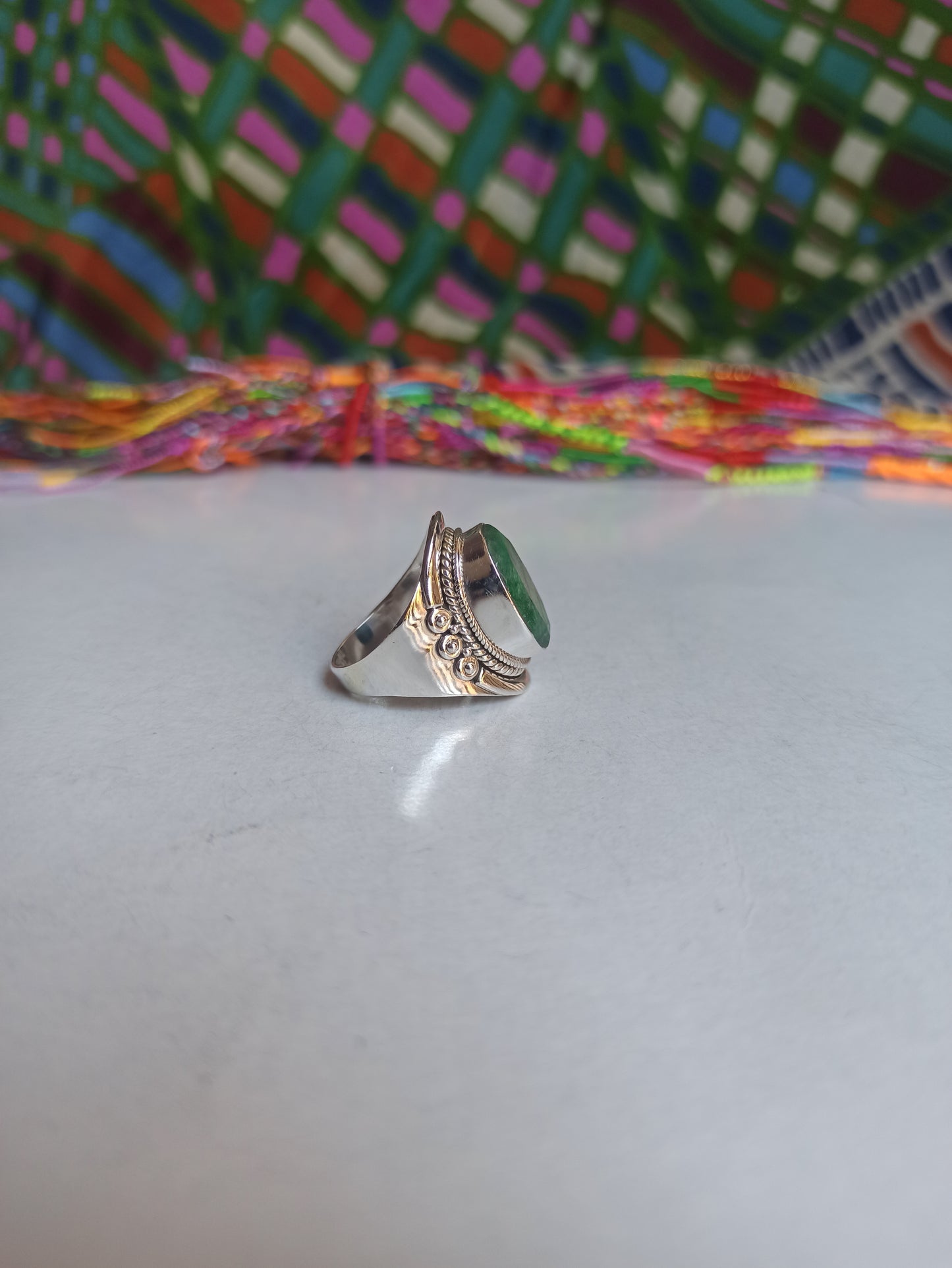 925 silver ring with K9 emerald root