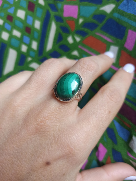 925 malachite silver ring k47