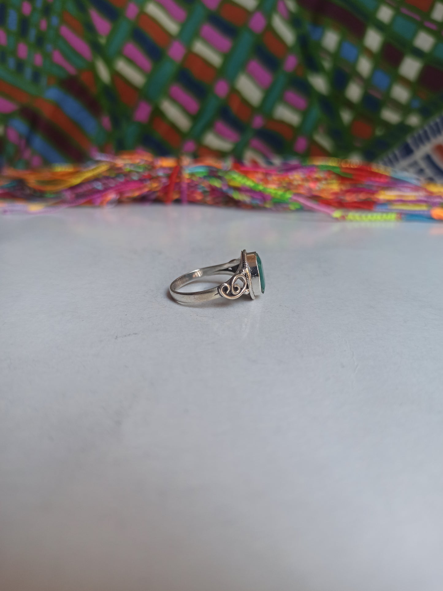 K7 emerald root 925 silver ring