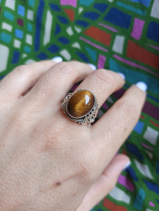 K55 tiger's eye 925 silver ring