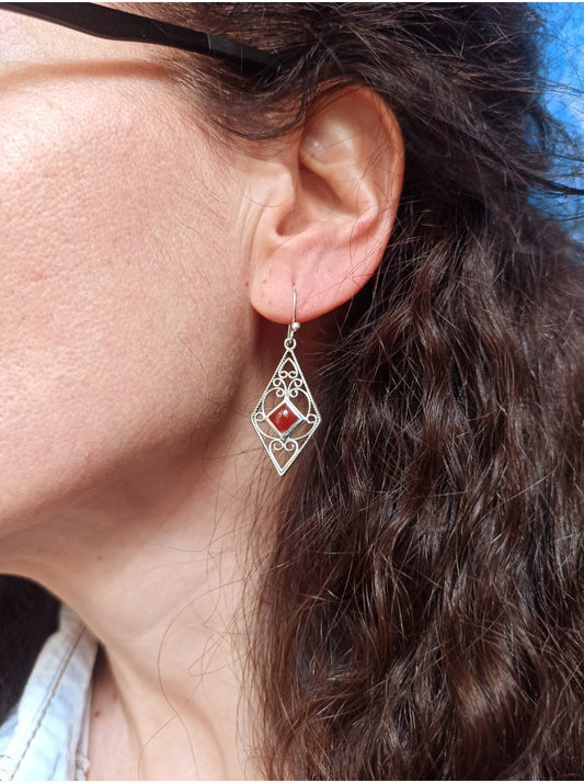 Orecchini mini lobo argento925 corniola O38