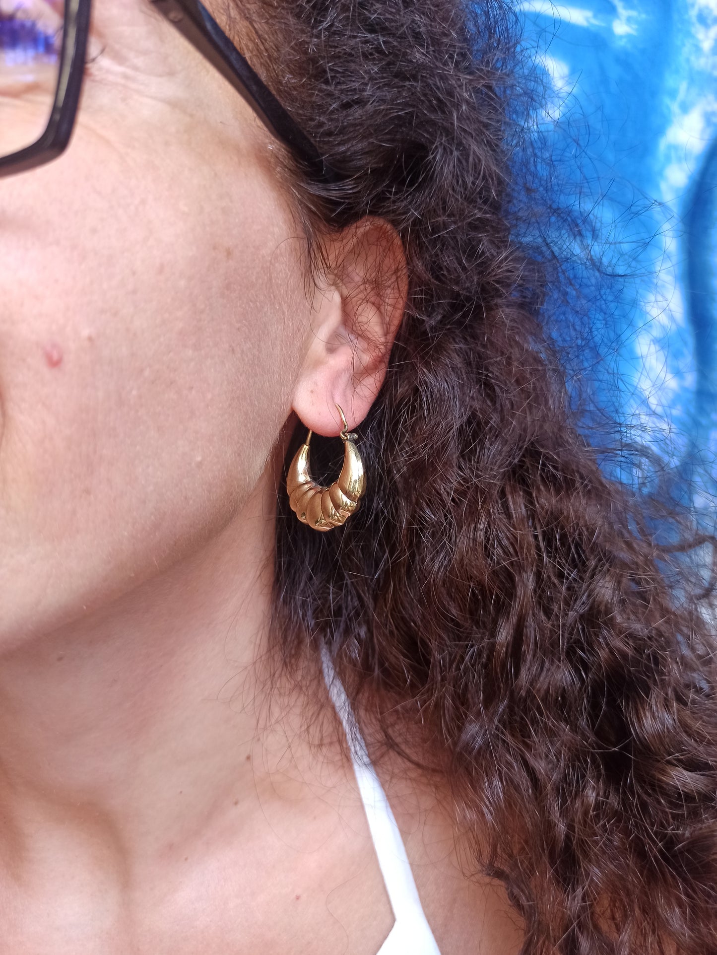 Rounded golden boho earrings