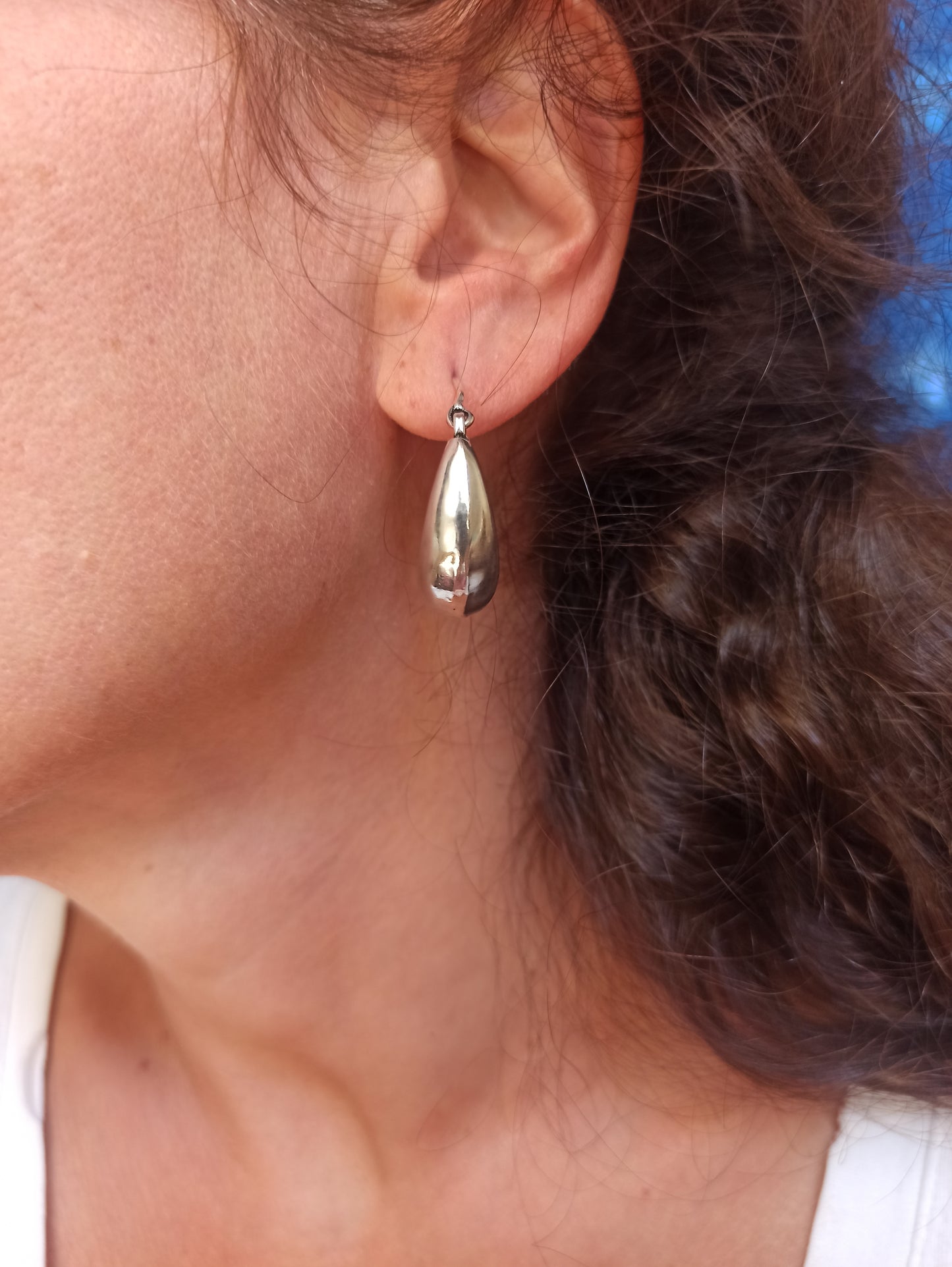 Medium Domed Silver Boho Earrings