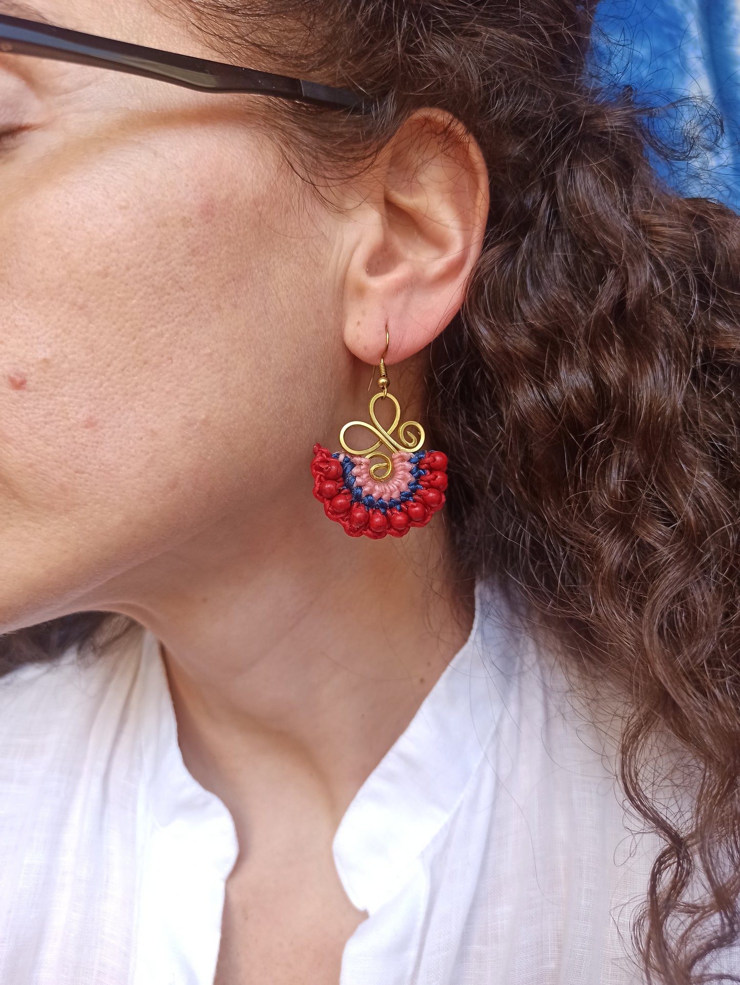 Golden macramé earrings