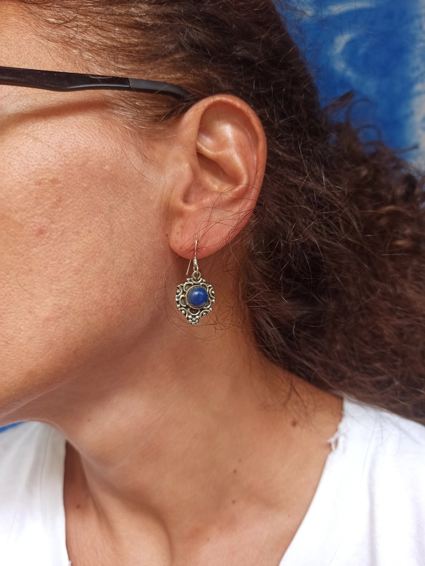 925 silver earrings with lapis lazuli R48