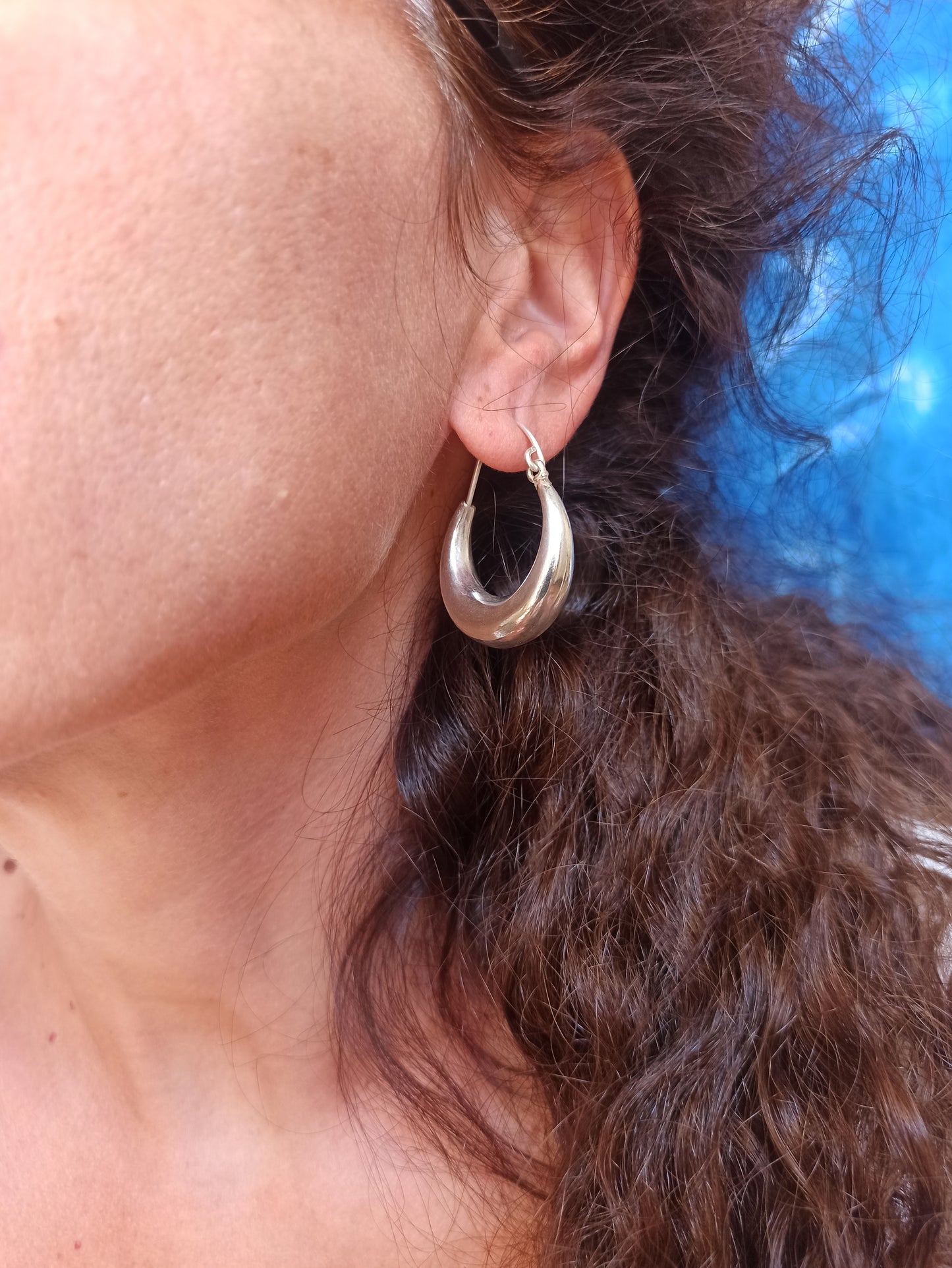 Large Domed Silver Boho Earrings