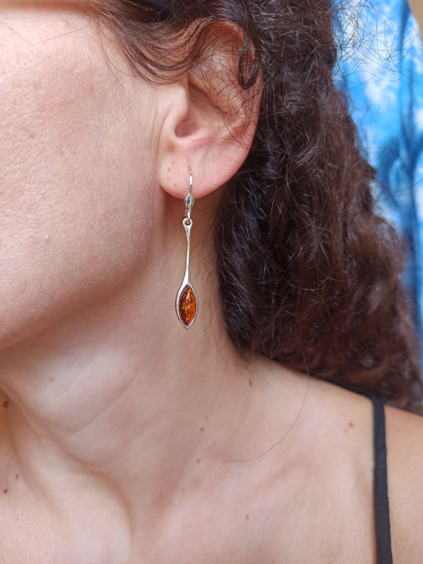 Silver 925 amber earrings A5