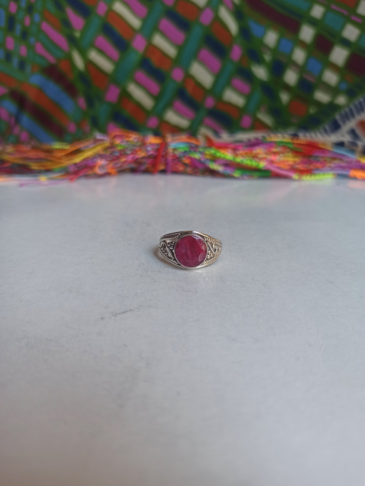 925 silver ring with ruby ​​root k29