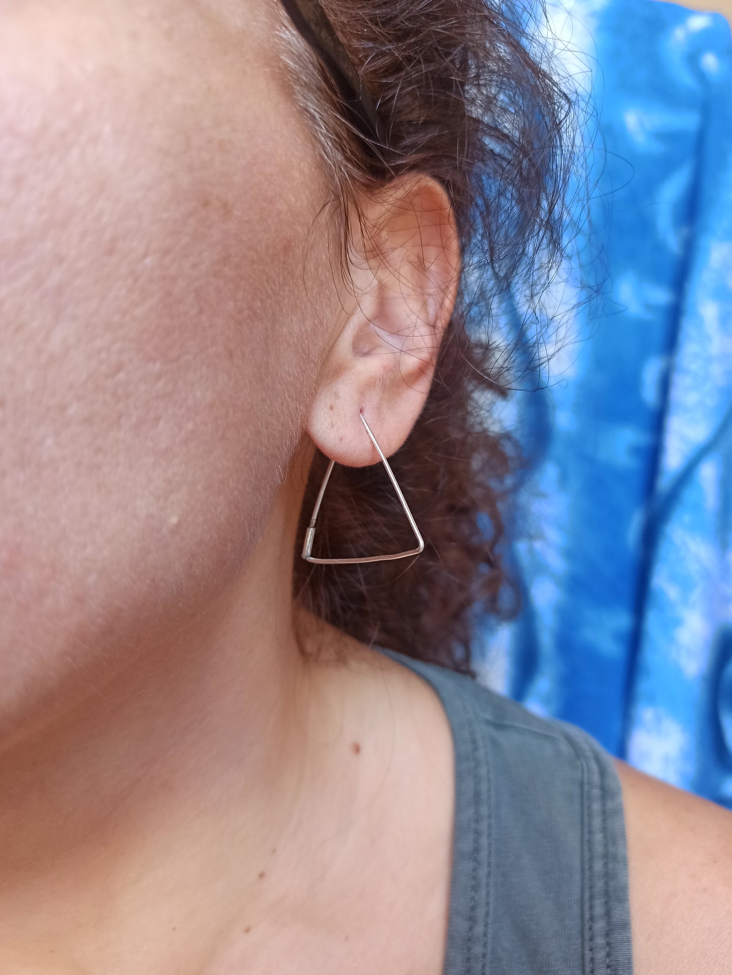 Boho Silver Hoop Triangle Earrings