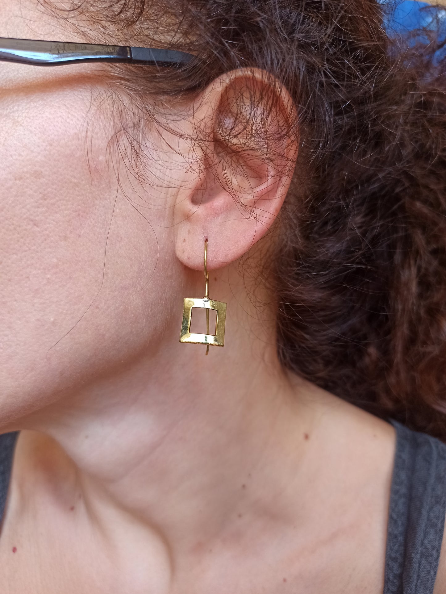 Golden Boho Square Drop Earrings