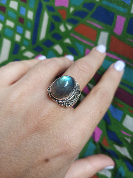 925 labradorite k48 silver ring