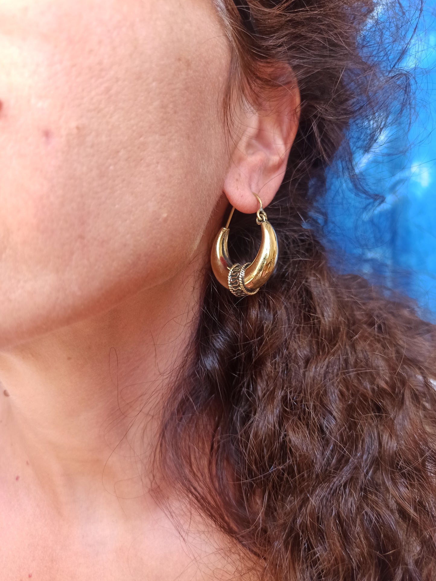 Tribal Gold Boho Earrings Domed