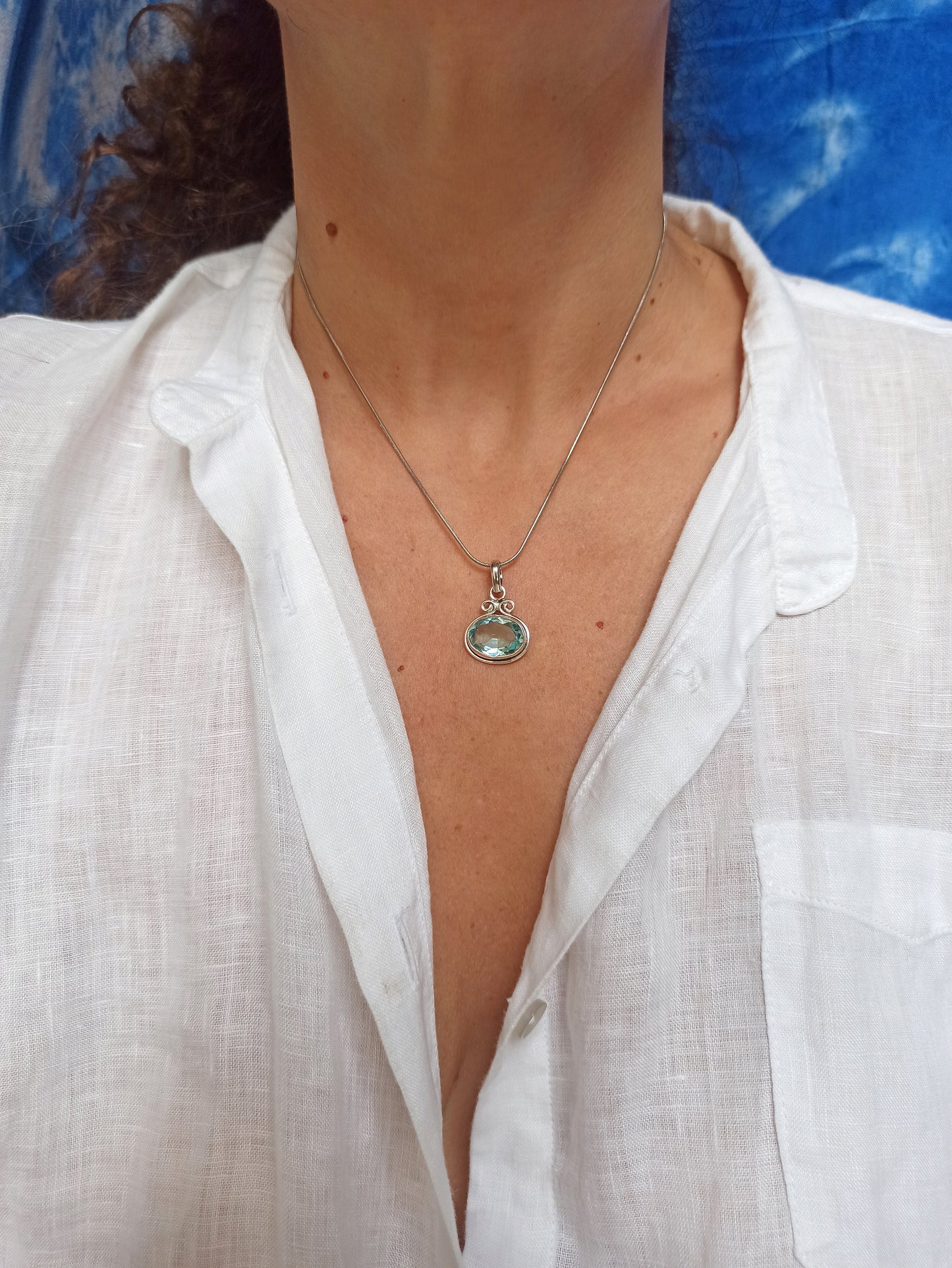 925 silver aquamarine pendant 19L