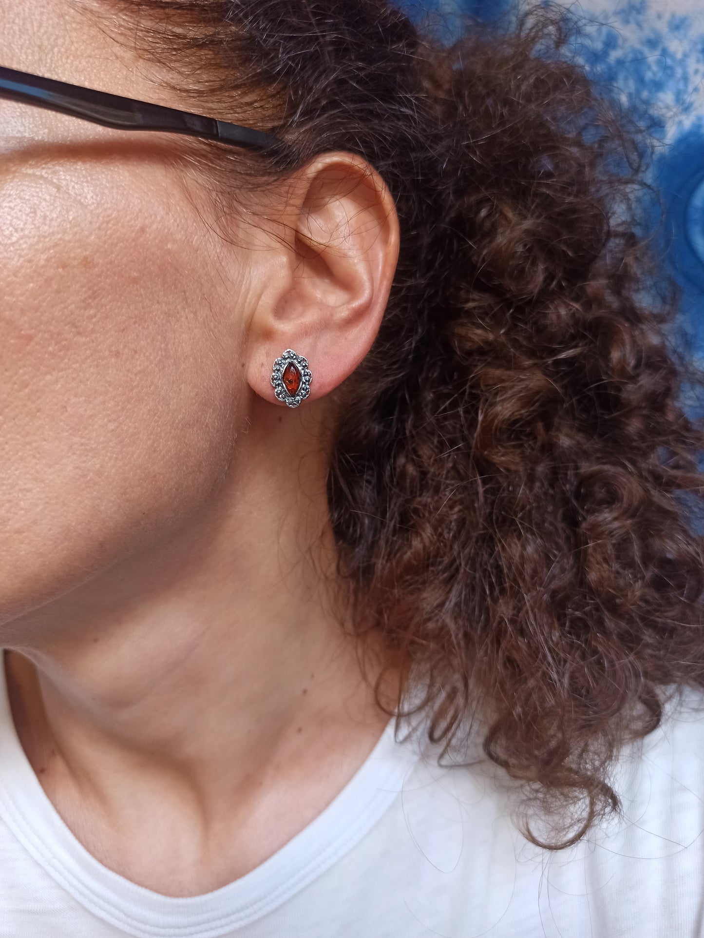 Ohrstecker aus 925er Silber mit Bernstein, 31AM