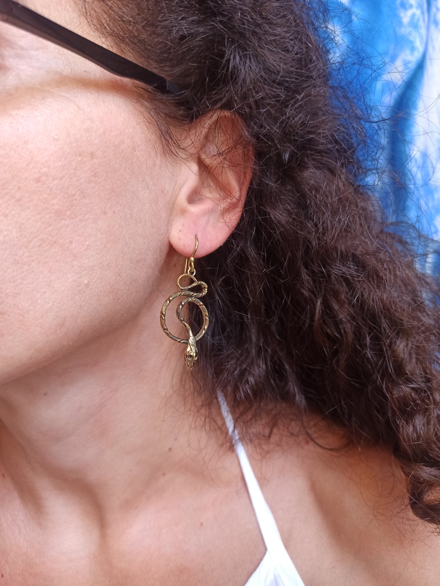 Golden snake boho earrings