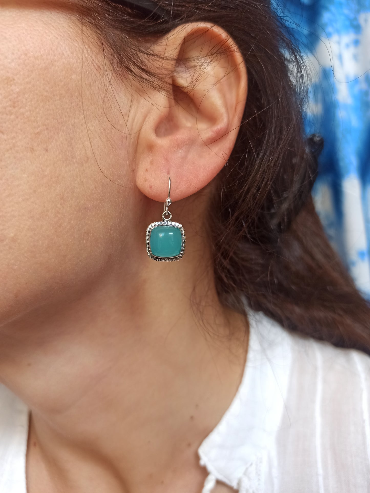 925 chalcedony silver earrings