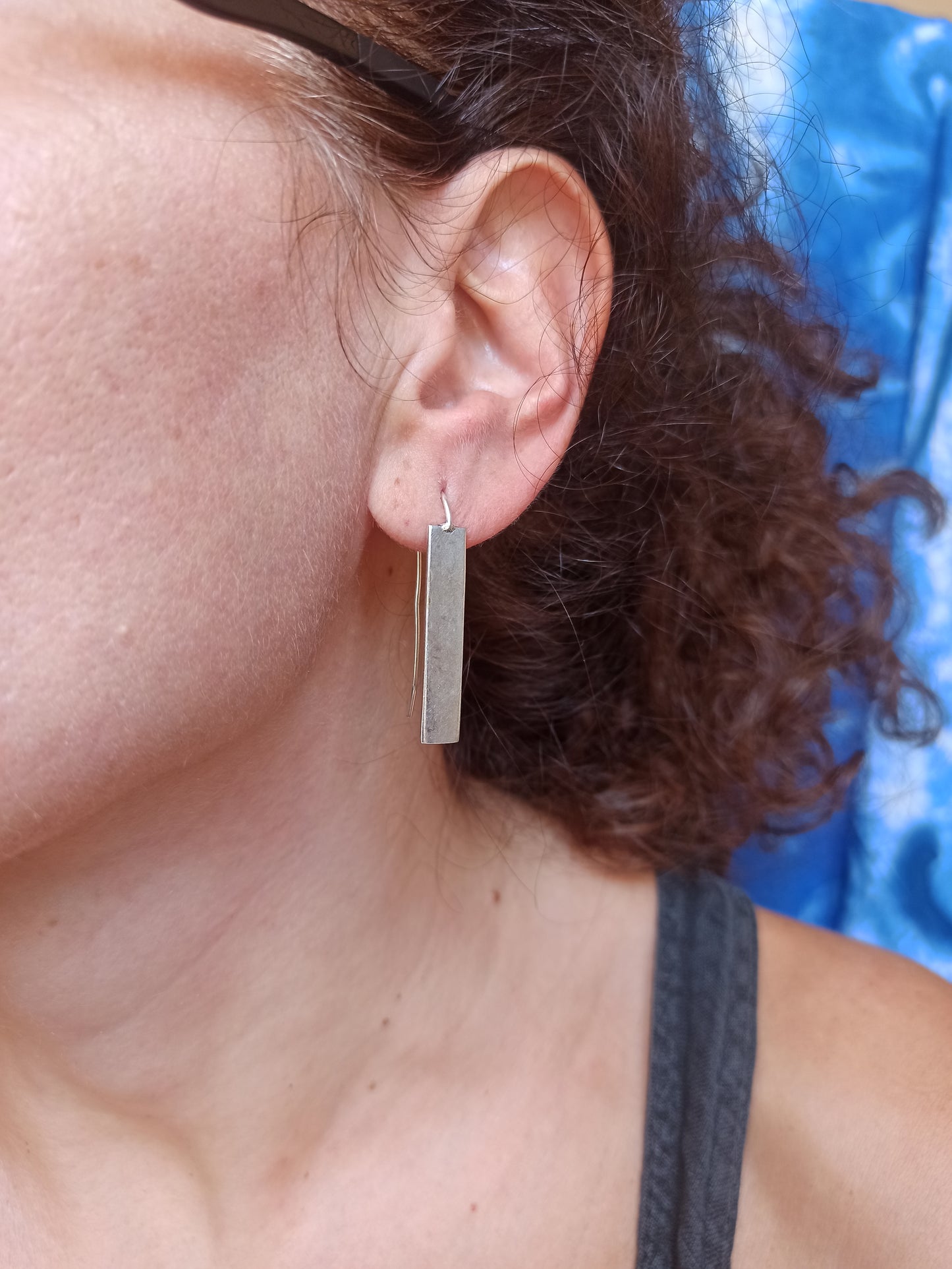 Silver Boho Dangle Bar Earrings