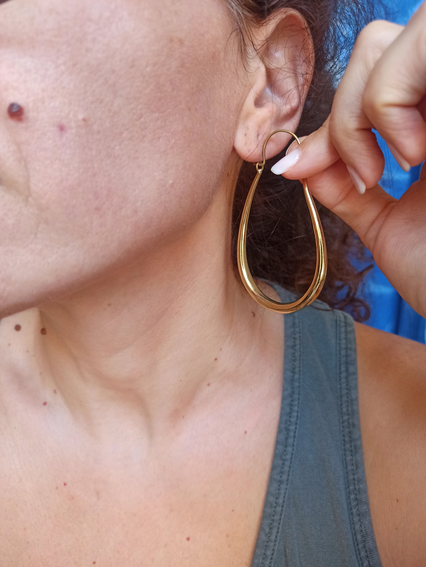 Smooth oval golden boho earrings