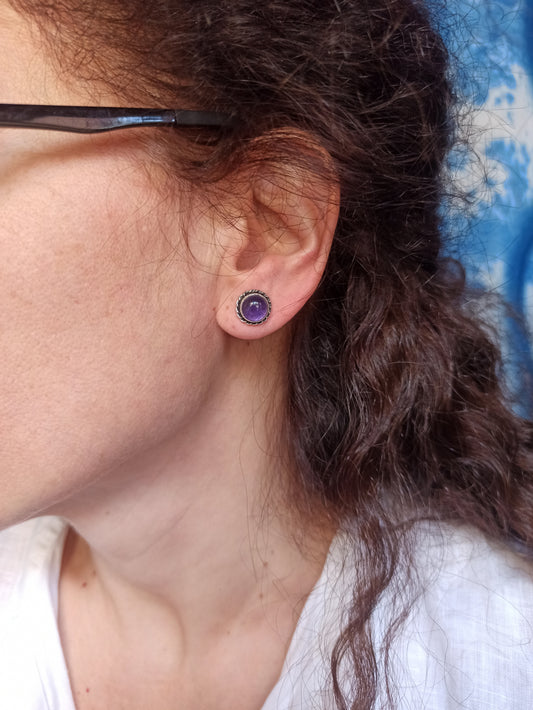 Orecchini lobo argento925 ametista