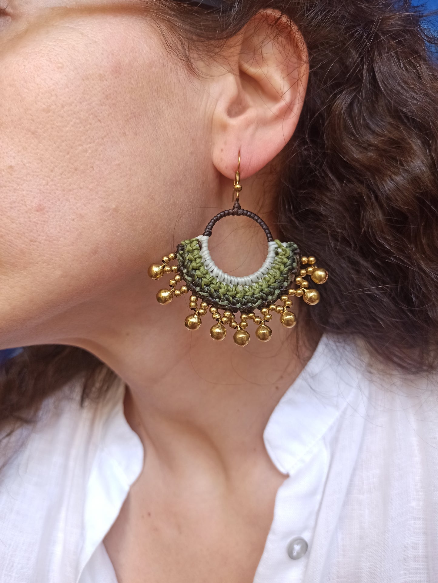 Golden macramé earrings