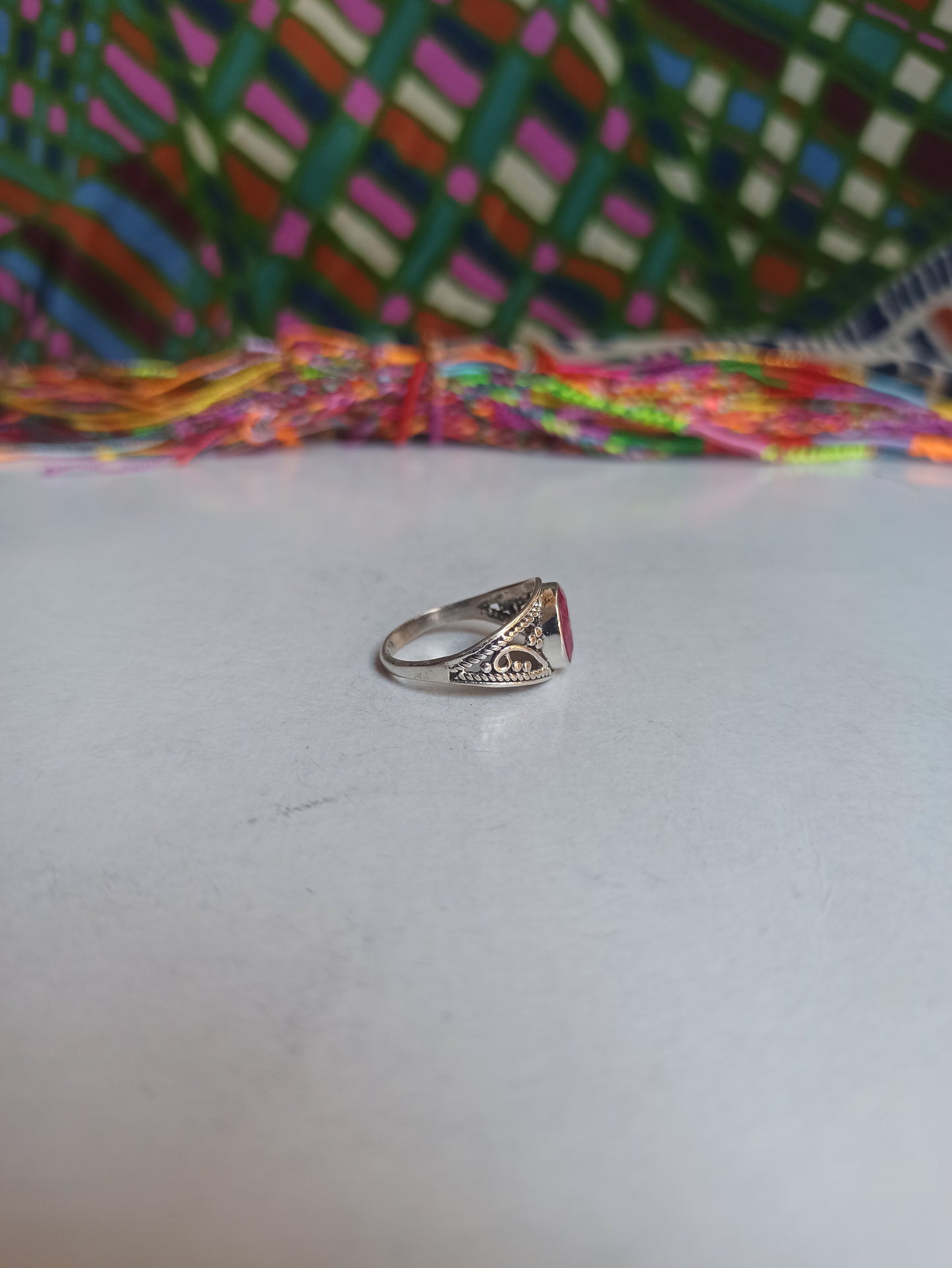 925 silver ring with ruby ​​root k29