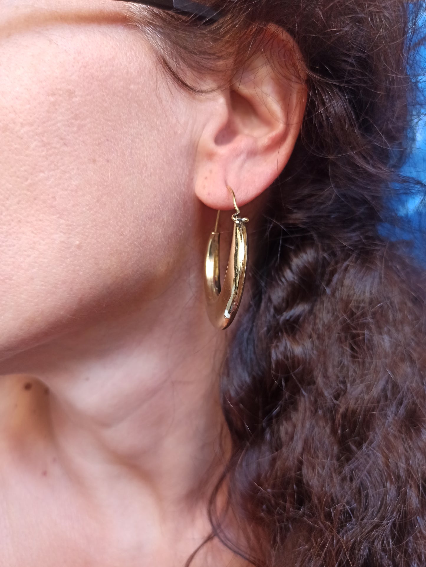 Gold Boho Flat Dome Earrings